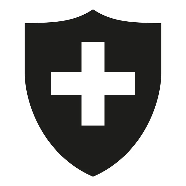 Escudo blanco negro con silueta cruzada — Vector de stock