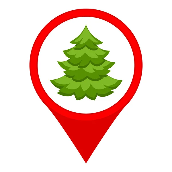 Renkli karikatür Noel ağacı Pazar harita işareti — Stok Vektör