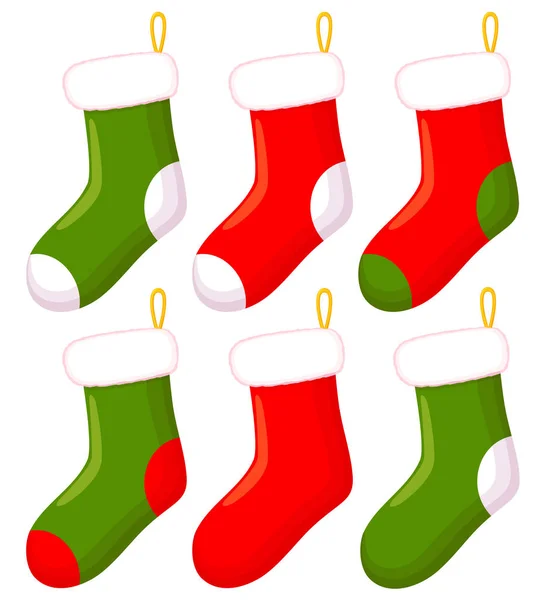 Színes karácsonyi zokni beállítása — Stock Vector