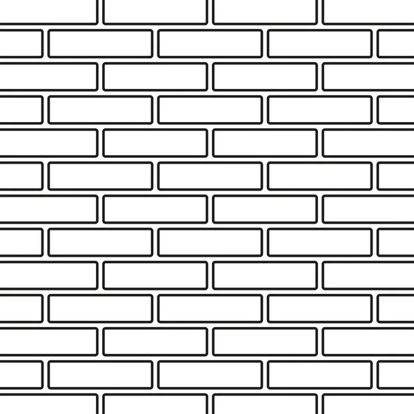 Linha de arte parede de tijolo preto e branco — Vetor de Stock