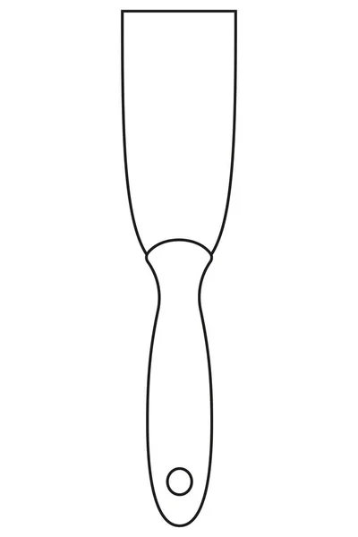 Line art black and white narrow metal spatula — Stock Vector