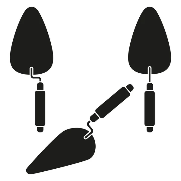 Black and white trowel set silhouette — Stock Vector