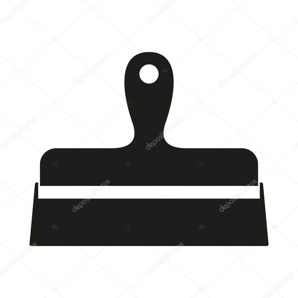 Black and white whide spatula silhouette. Handyman tool for home repair. Construction themed vector illustration for icon, logo, sticker, patch, label, sign, badge, certificate or flayer decoration