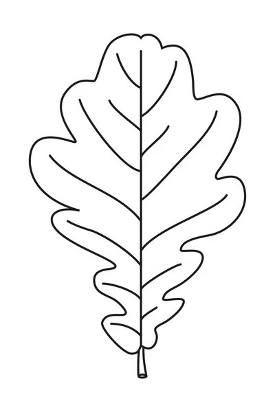 Line art feuille de chêne noir et blanc — Image vectorielle