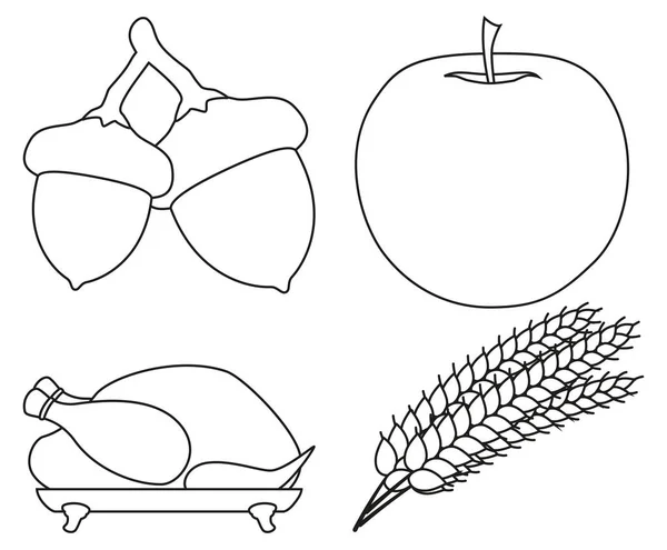 4 linha arte preto e branco elementos de colheita — Vetor de Stock