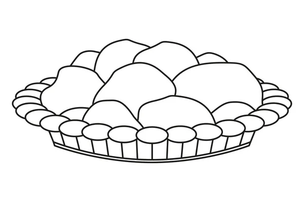 Plat à pâtisserie noir et blanc Line art — Image vectorielle