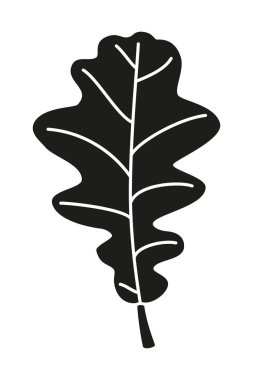 Siyah ve beyaz asimetrik meşe yaprağı siluet