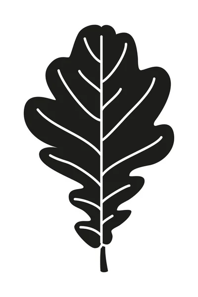 Schwarze und weiße Eichenblatt-Silhouette — Stockvektor