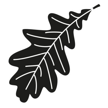 Siyah beyaz tek meşe yaprağı siluet