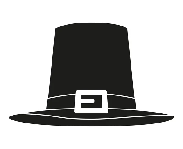 Silhueta chapéu de ação de graças preto e branco — Vetor de Stock