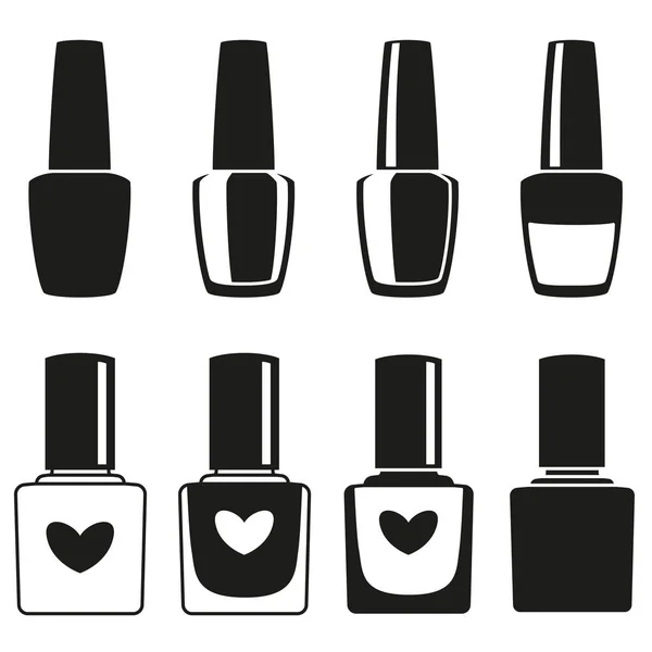 Collection silhouette vernis à ongles noir et blanc — Image vectorielle