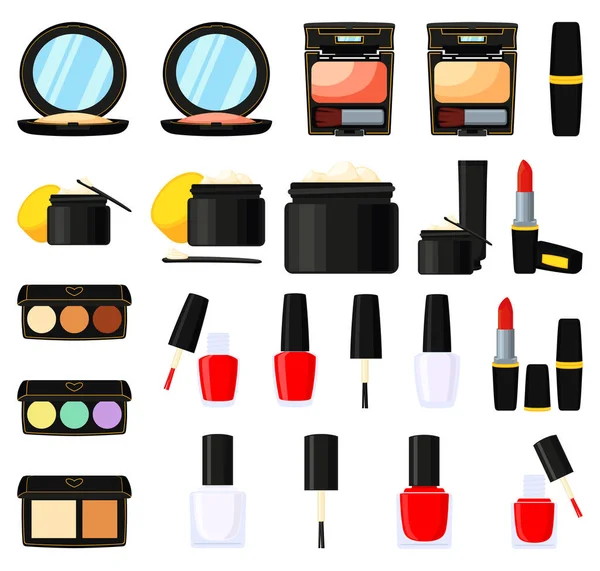 22 färgglada tecknade makeup element — Stock vektor