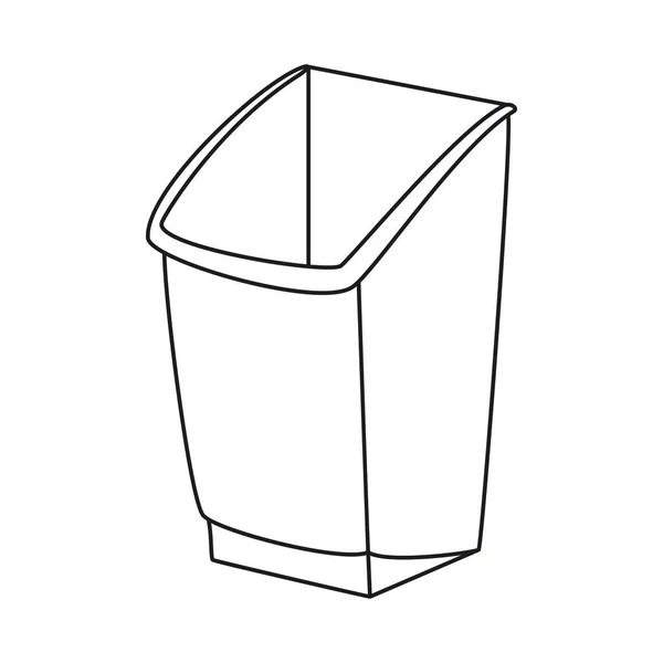 Línea de arte cubo de basura blanco y negro — Archivo Imágenes Vectoriales