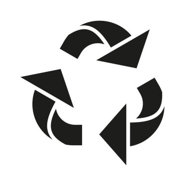 Siyah ve beyaz geri dönüşüm siluet işareti