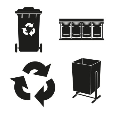 Siyah ve beyaz çöp siluet koleksiyonu