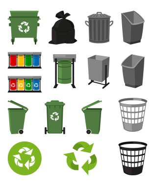 Renkli çizgi film çöp öğe kümesi