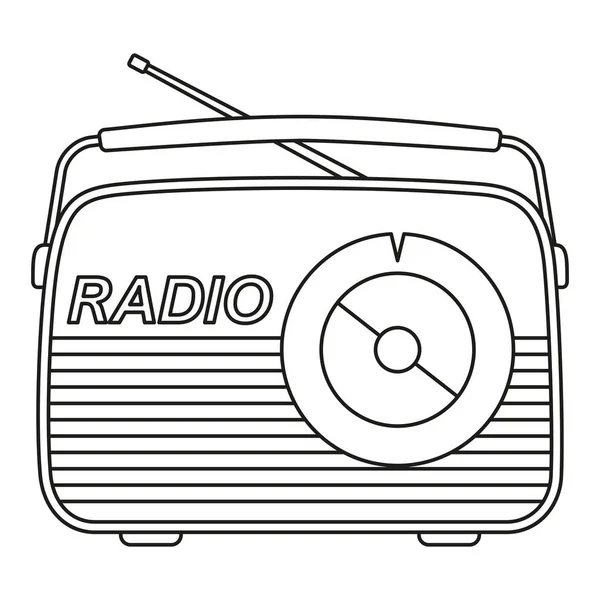 Lijn kunst zwart-wit retro radio — Stockvector