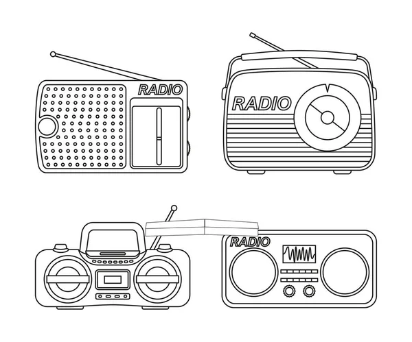 黒と白の芸術ラジオ要素セット — ストックベクタ