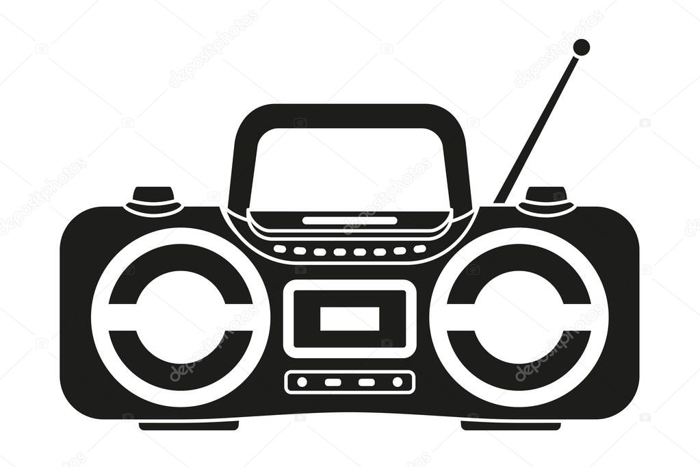 Black and white boombox silhouette