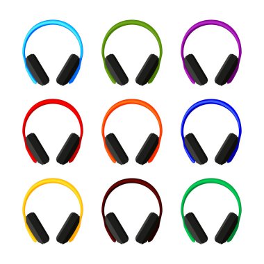 Colorful cartoon headphones collection clipart