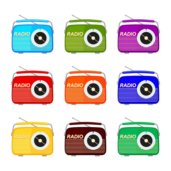 Colorida colección de radio retro de dibujos animados — Vector de stock