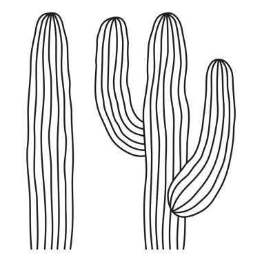 Line art black and white mexican cactus clipart