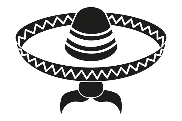 Silhouette avatar homme mexicain noir et blanc . — Image vectorielle