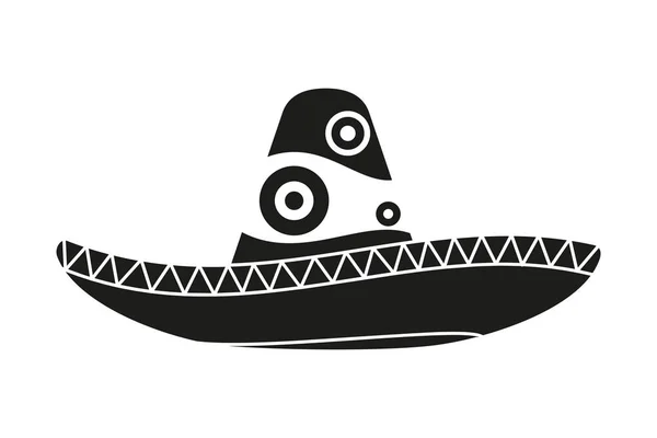 Μαύρο και άσπρο μεξικάνικο καπέλο σιλουέτα. — Διανυσματικό Αρχείο