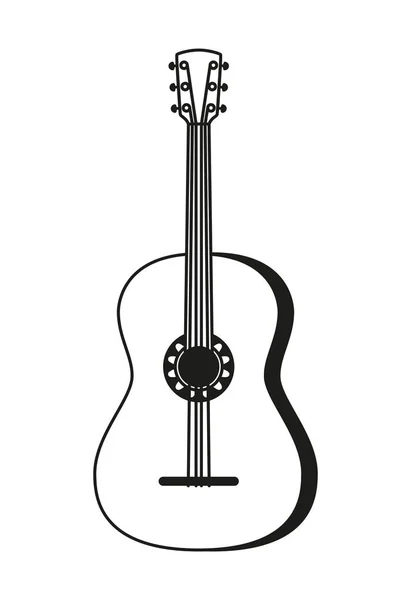 Guitarra acústica en blanco y negro . — Archivo Imágenes Vectoriales
