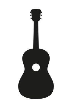 Siyah ve beyaz akustik gitar siluet.
