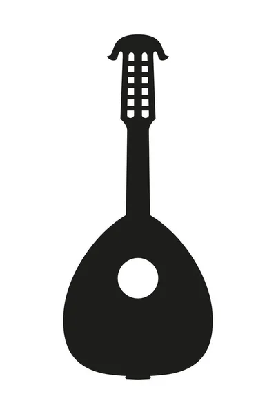 Black and white lute silhouette. — Stock Vector