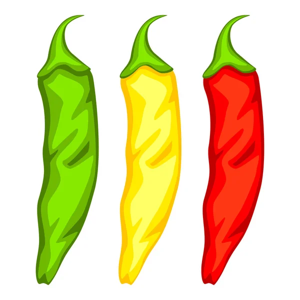 Pimenta de malagueta de desenhos animados quente multicolor . —  Vetores de Stock