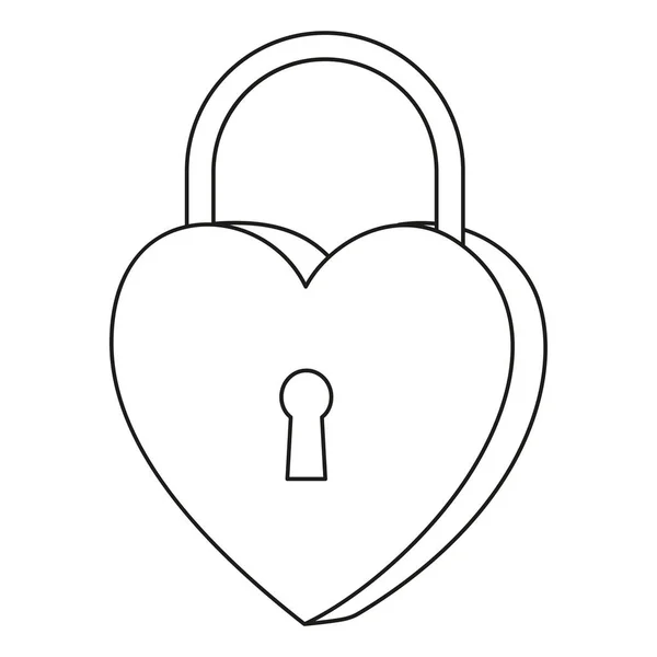 Line art black and white heart padlock — Stock Vector