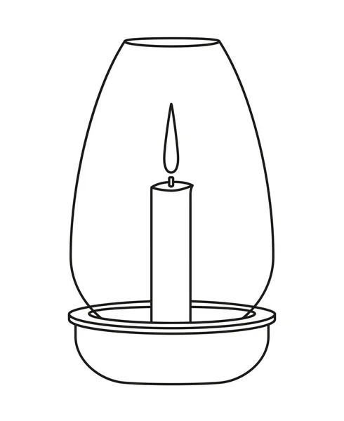 Line Art schwarz-weiße Dinnerkerze — Stockvektor