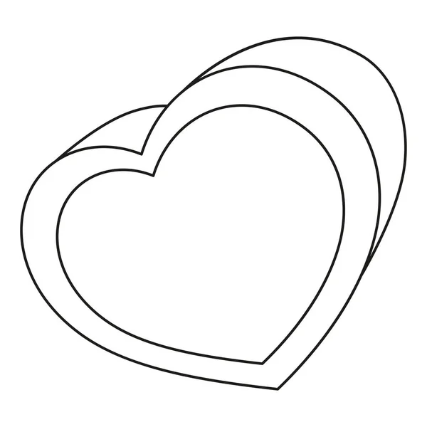 Linha de arte caixa de coração preto e branco — Vetor de Stock