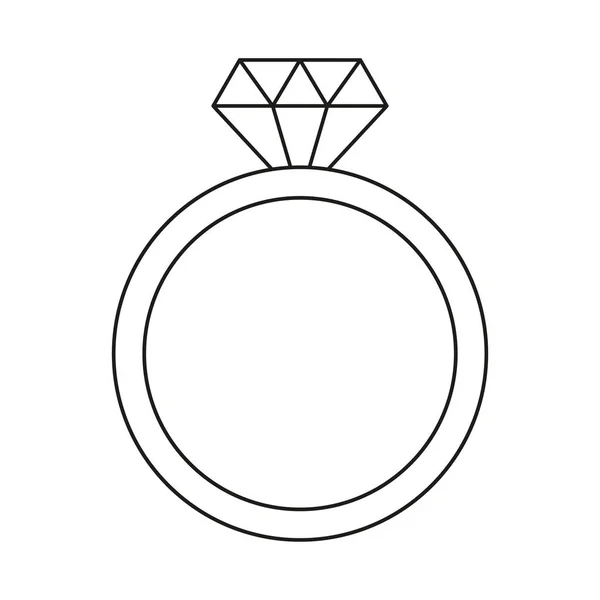 Line art black and white diamond ring — Stock Vector