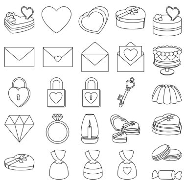 Sanat siyah beyaz 26 Sevgililer öğeler satır