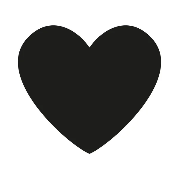 Fekete-fehér szív szimbólum sziluett — Stock Vector