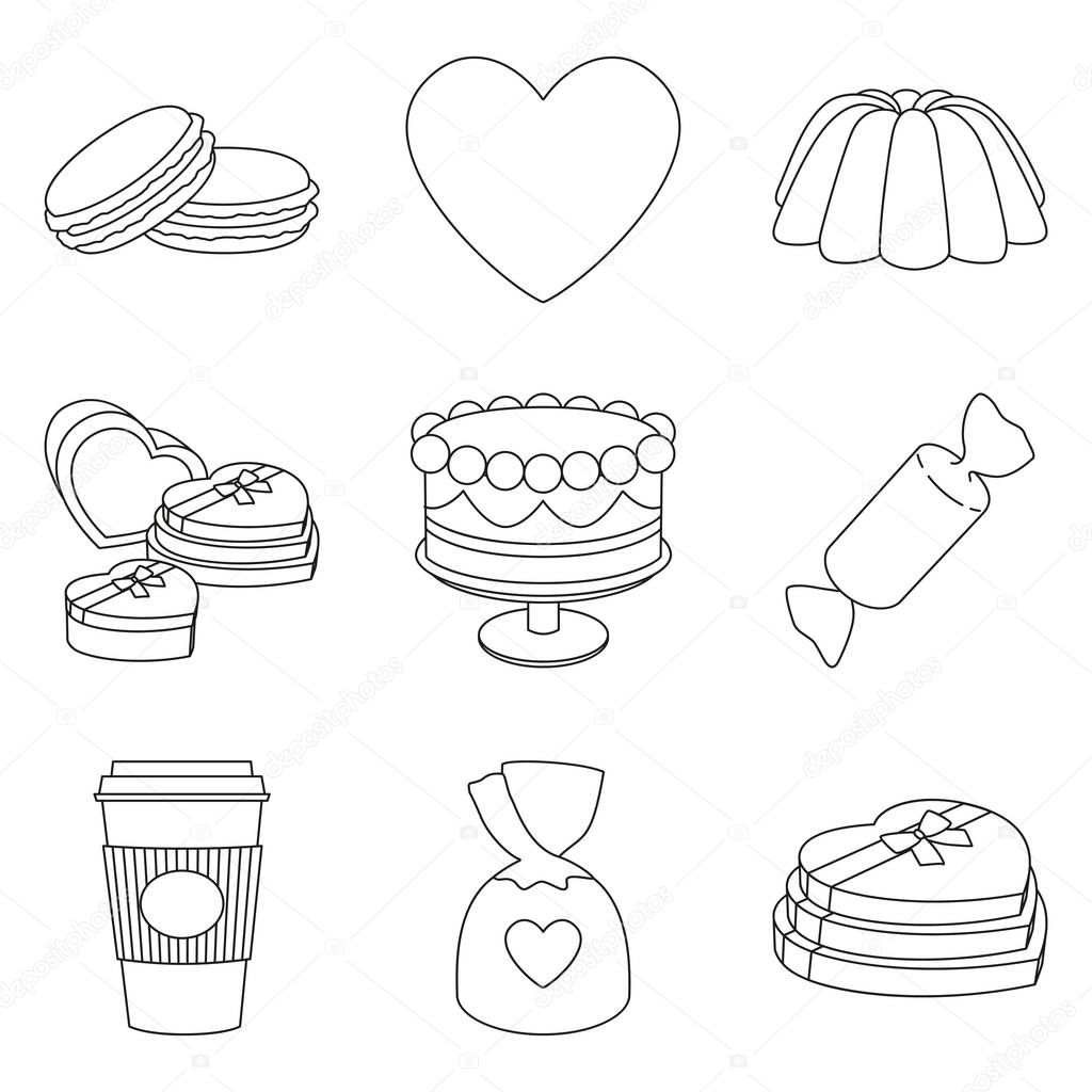 9 line art black and white romantic food elements