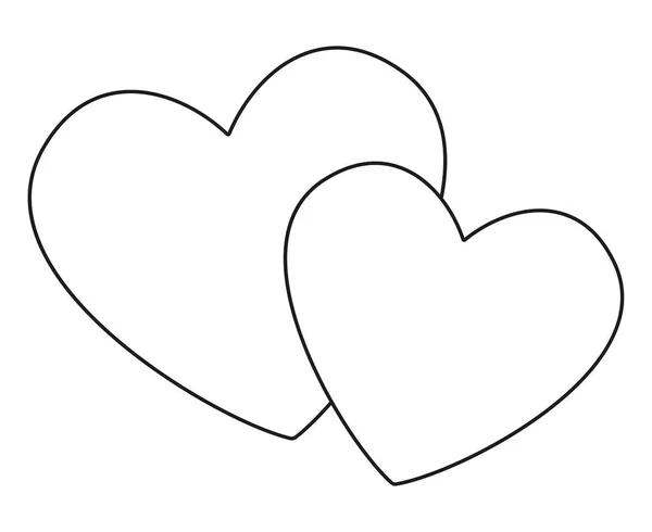 Line art fekete-fehér pár szerető szívek — Stock Vector