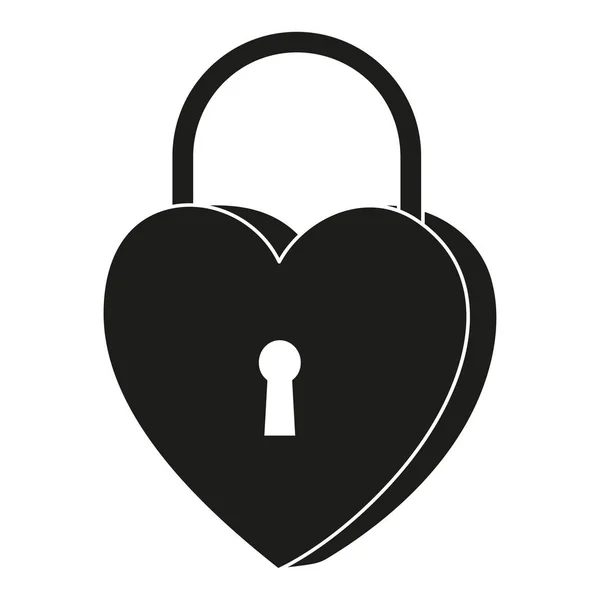 Black and white heart padlock silhouette — Stock Vector