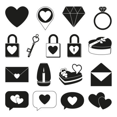 Siyah ve beyaz 17 Sevgililer öğeler