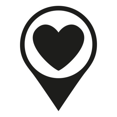 Siyah ve beyaz kalp harita işaretçi