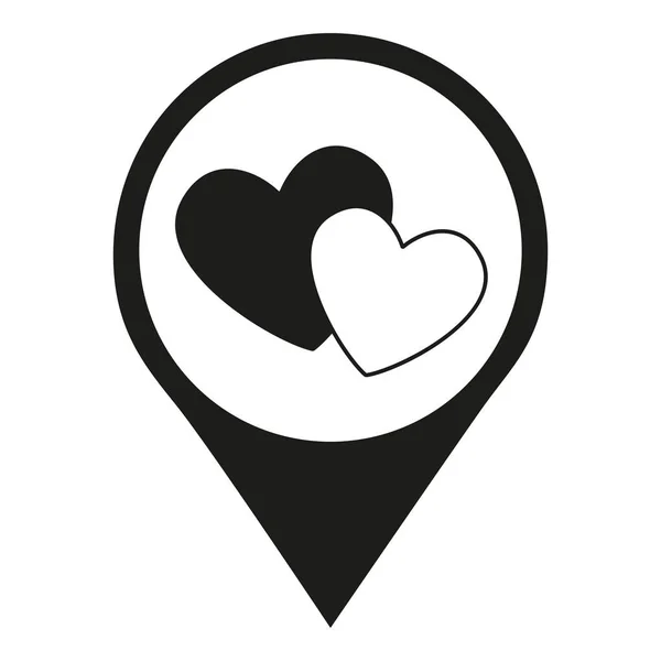Pointeur de carte couple coeur noir et blanc — Image vectorielle