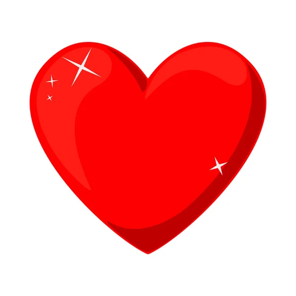 Desenhos animados símbolo coração vermelho — Vetor de Stock