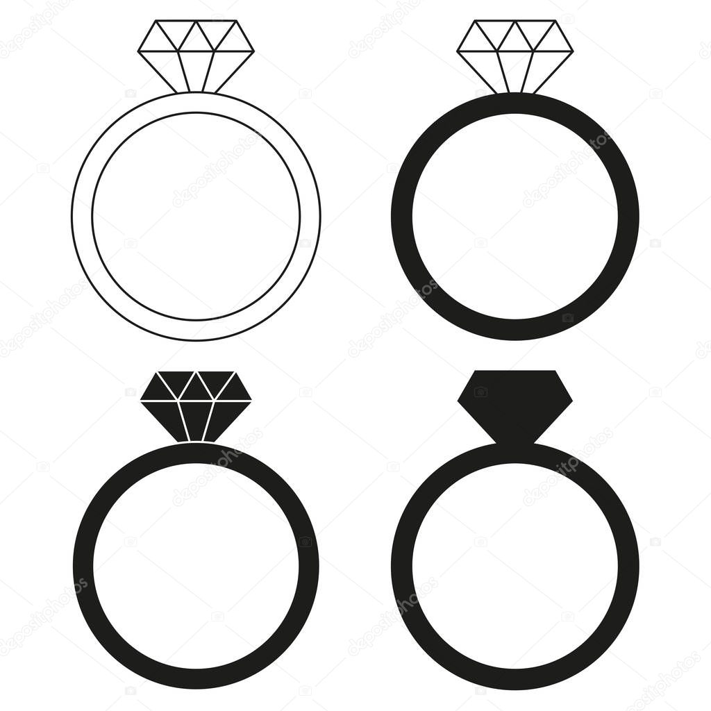 Black and white diamond ring silhouette set