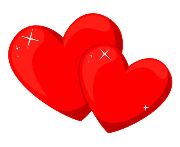 Dibujos animados rojo par de corazones amorosos — Vector de stock