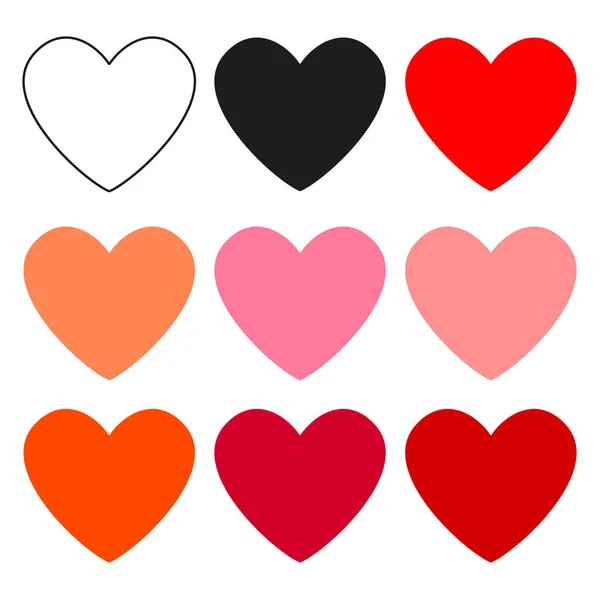 Többszínű lapos szív szimbólum készlet — Stock Vector