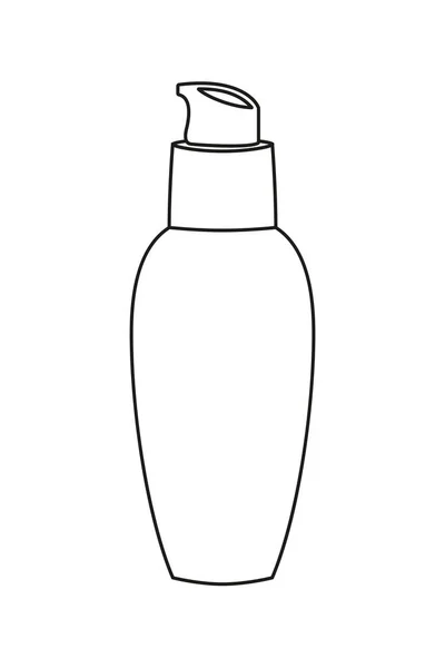 Line art black and white cosmetic dispenser bottle — Stock Vector