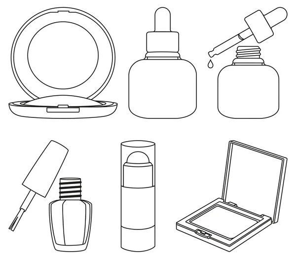 8 라인 아트 검정과 흰색 화장품 매 — 스톡 벡터